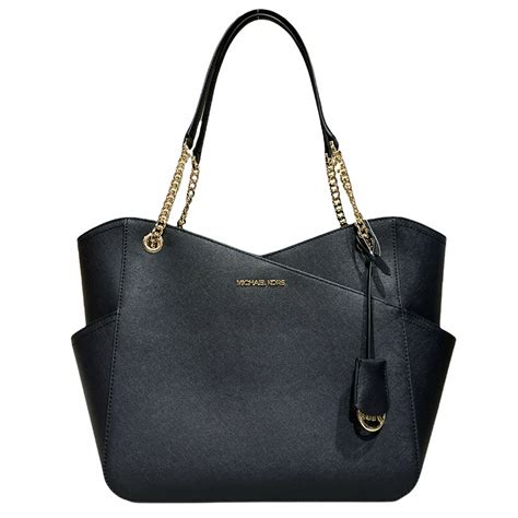 michael kors jet set black saffiano leather zip top tote